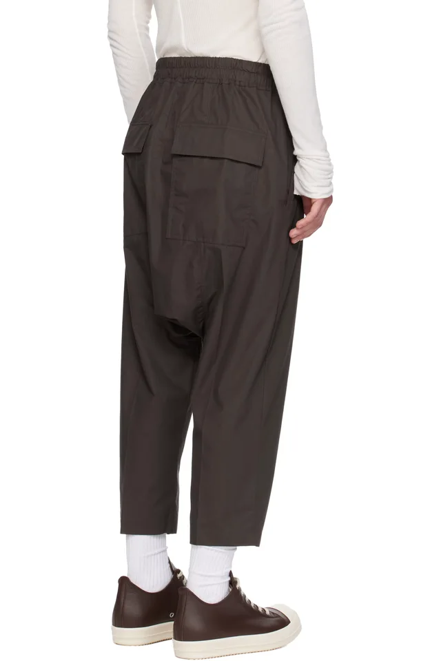Rick Owens Gray Temple Drawstring Cropped Trousers, photo 3 of 4 from SSENSE