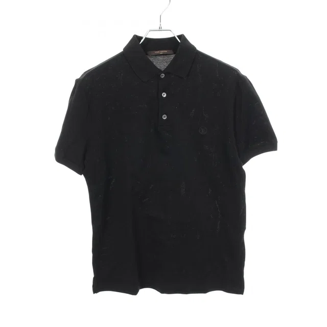 Polo Shirt LV Circle Logo Embroidery Short Sleeve Black Cotton in Black from The Reluxe