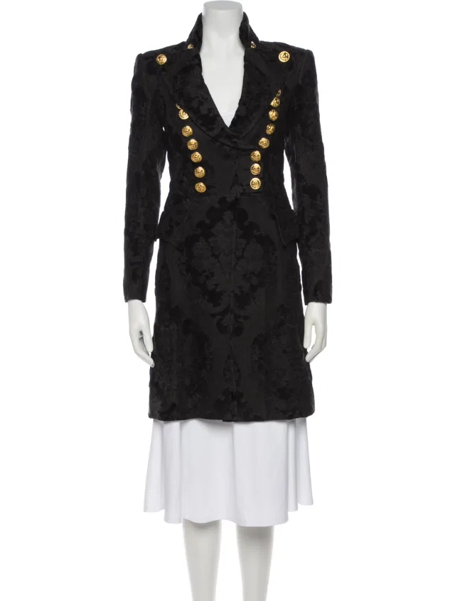 Balmain 2010's Lace Pattern Coat in black|gray from The RealReal