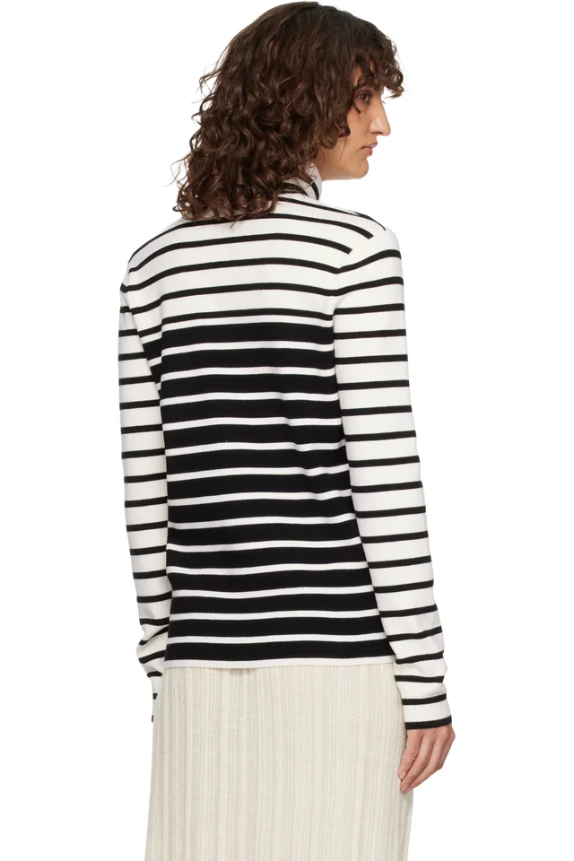 TOTEME White & Black Striped Turtleneck, photo 3 of 4 from SSENSE