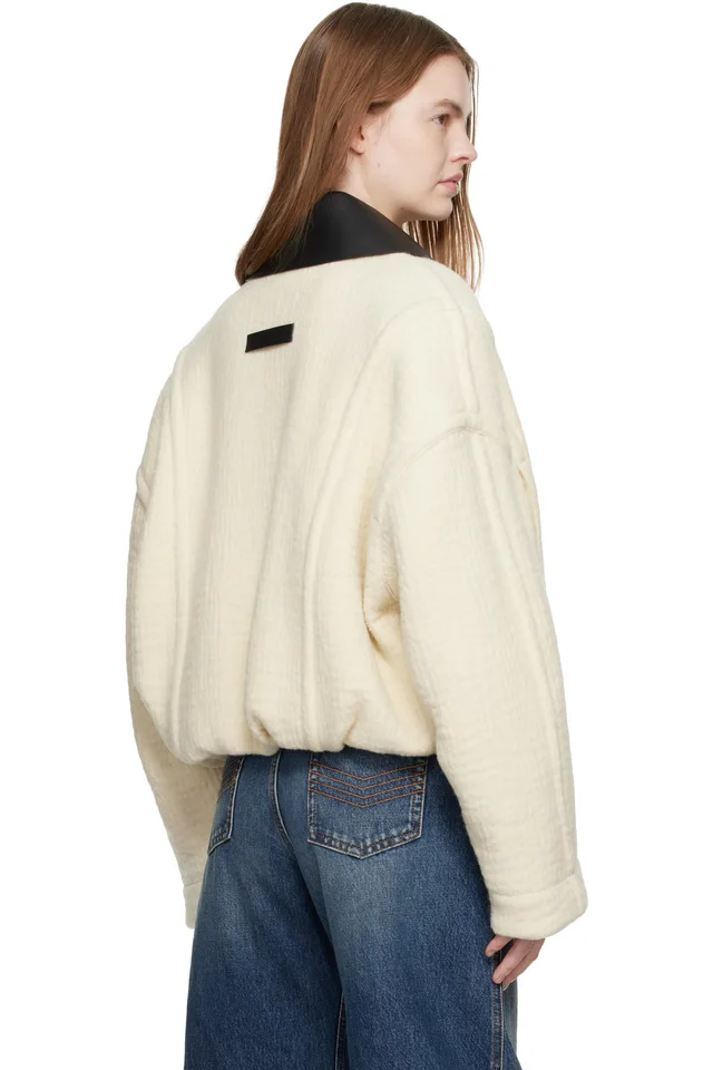 Jean Paul Gaultier Off-White Heavy Wool Bomber Jacket, photo 3 of 4 from SSENSE
