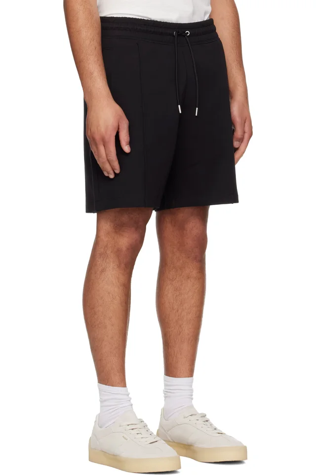 Hugo Black Stacked-Logo Trim Shorts, photo 2 of 4 from SSENSE