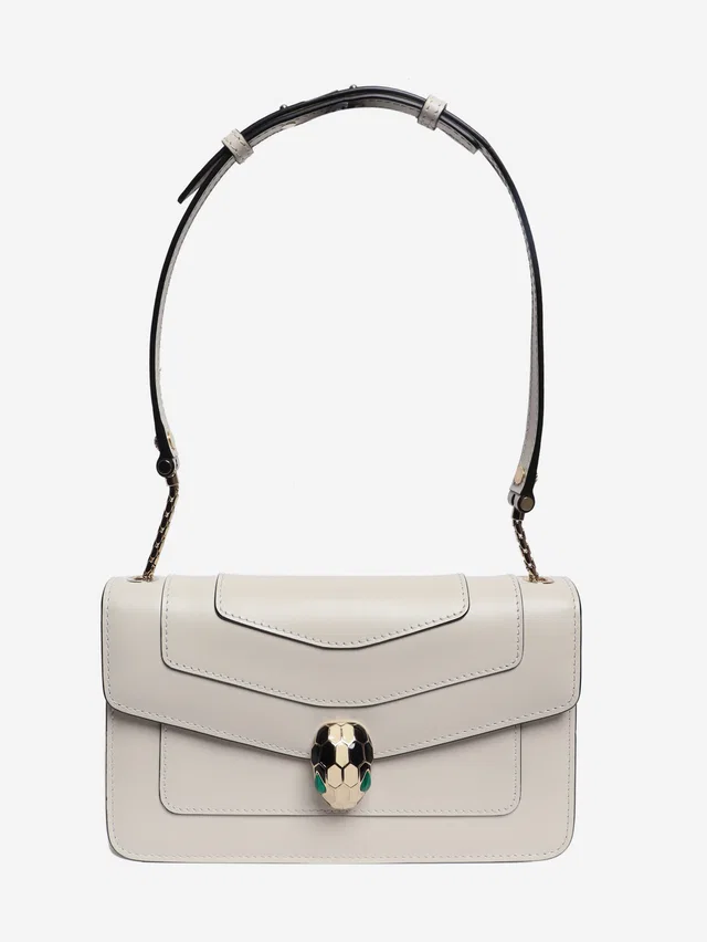 Bvlgari Ivory Serpenti Forever crossbody bag in White Leather from Sign of the Times