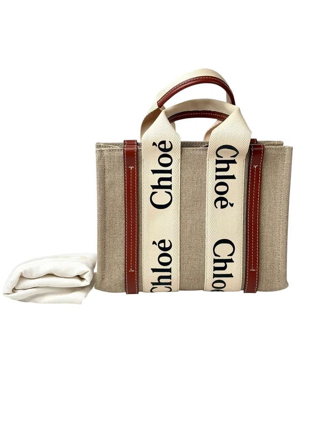 Chloé Woody Small Tote Bag Canvas in Canvas from Luxury Promise