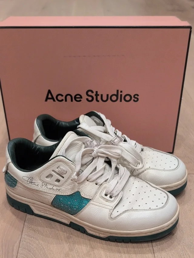 Acne Studios White Sneakers With Teal Accent in blue|white Leather from Poshmark