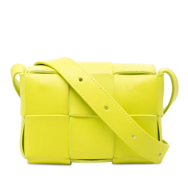 Yellow Bottega Veneta Candy Nappa Intrecciato Cassette Crossbody in Yellow Nappa leather from Designer Revival