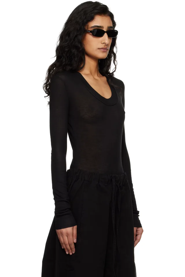 Entire Studios Black Circle Neck Bodysuit, photo 2 of 5 from SSENSE