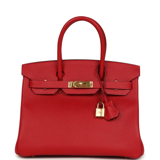 Hermès Birkin 30 Rouge Casaque Epsom Gold Hardware in Red Epsom leather from Madison Avenue Couture