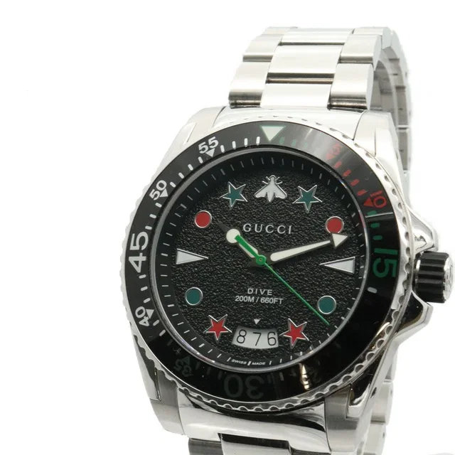 Gucci Watch Dive Quartz SS Black in Black from The Reluxe