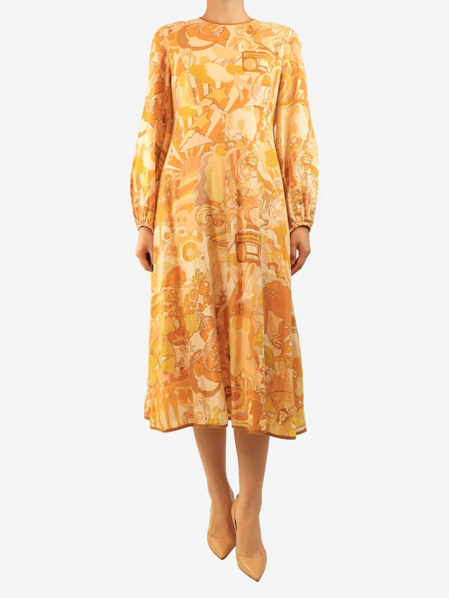 Zimmermann Yellow star printed linen dress - size UK 12 in Yellow from Sign of the Times