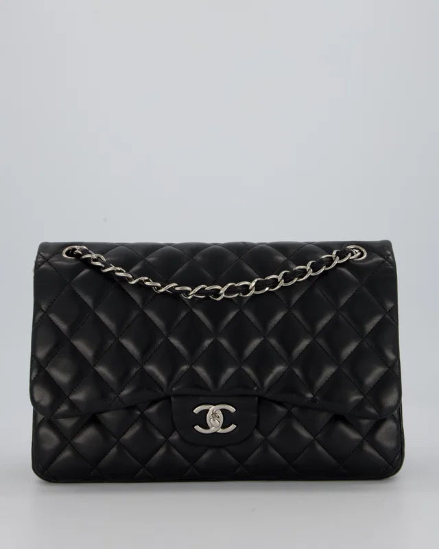 Chanel Black Jumbo Classic Double Flap Bag in Black Lambskin from Sellier