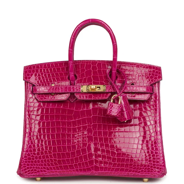 Hermès Birkin 25 Rose Scheherazade Shiny Porosus Crocodile Gold Hardware in Pink Crocodile from Madison Avenue Couture