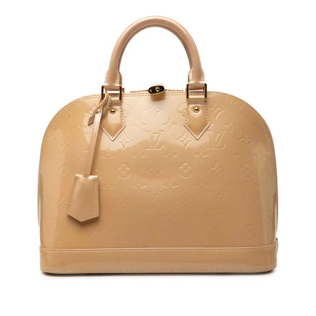 Beige Louis Vuitton Monogram Vernis Alma PM Handbag in Beige Leather from Designer Revival