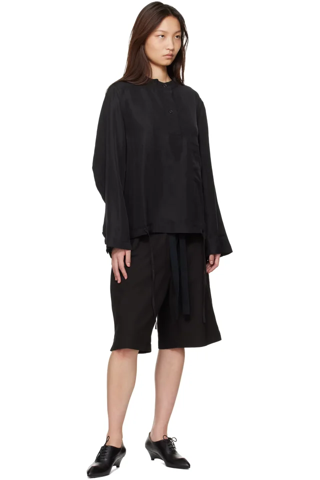 Studio Nicholson Black Baye Twill Shirt, photo 4 of 4 from SSENSE