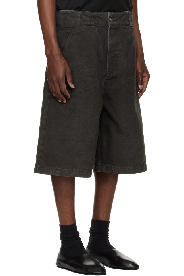 Fear of God Black Washed Canvas Utility Shorts, photo 2 of 4 from SSENSE