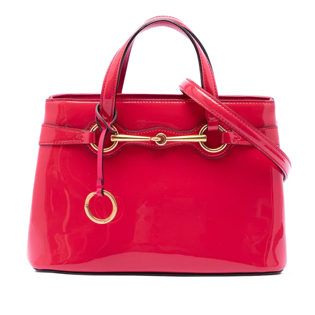 Pink Gucci Patent Bright Bit Satchel in Pink Patent leather from Designer Revival
