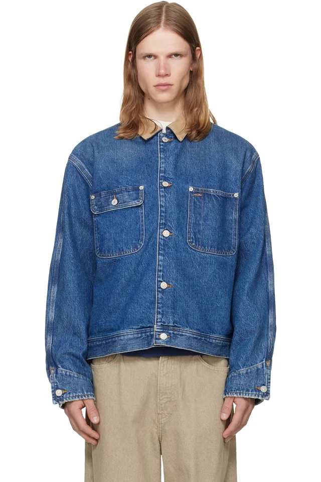 Polo Ralph Lauren Navy Corduroy-Collar Denim Trucker Jacket from SSENSE, photo 1 of 1