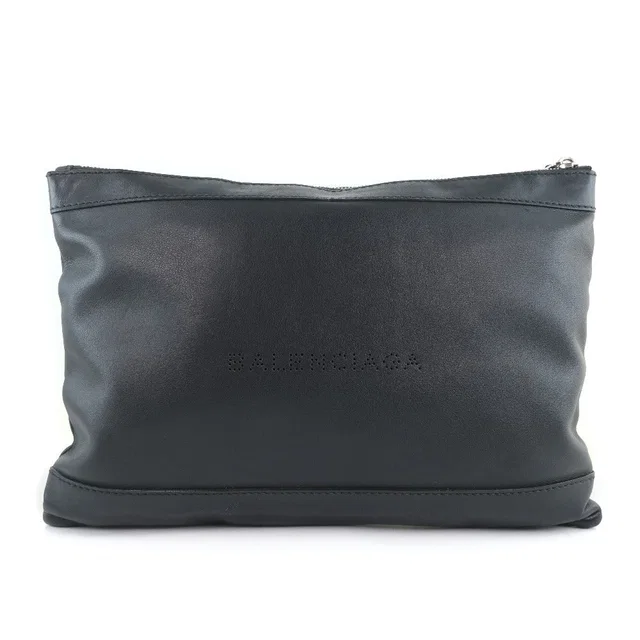 Balenciaga Navy Clip M Clutch Bag in Navy Calfskin from LuxUness