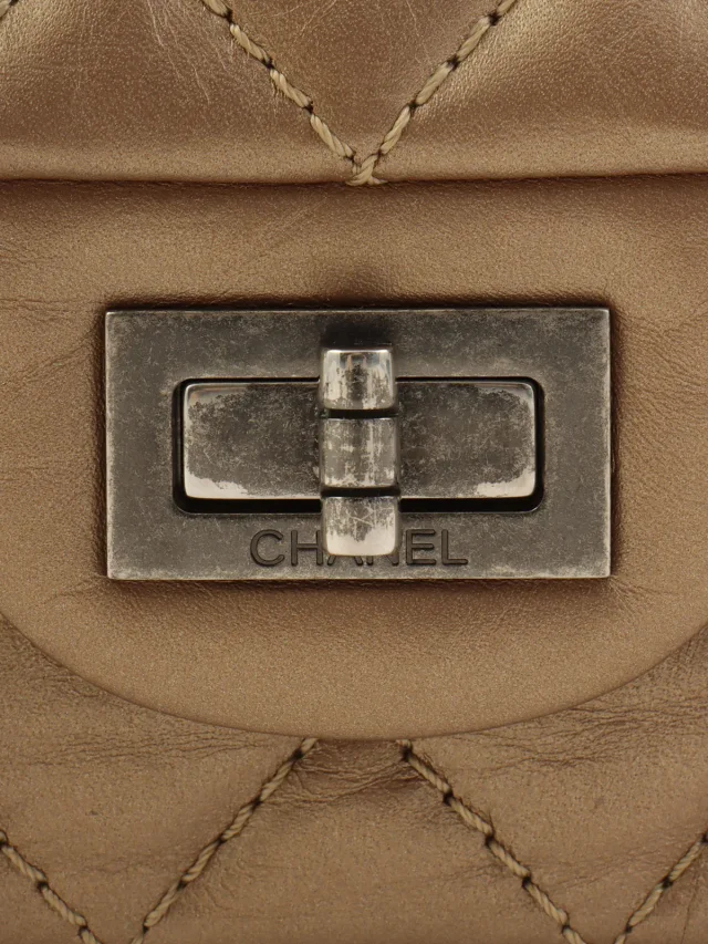 Chanel 2012 Vintage 2.55 Classic Flap Chain Bag Bronze in Leather from VINTAGE QOO TOKYO, photo 7 of 12