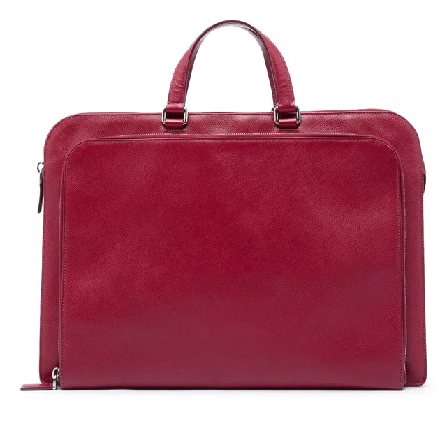 Red Prada Saffiano Business Bag in Red Saffiano leather from Designer Revival