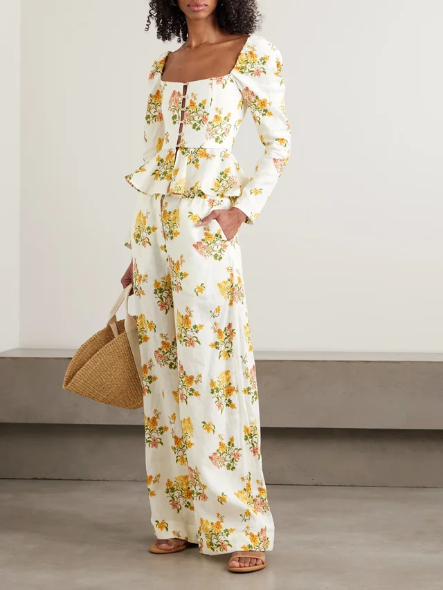 AGUA BY AGUA BENDITA Bromelia Cordillera floral-print linen peplum top, photo 2 of 2 from NET-A-PORTER (Canada)