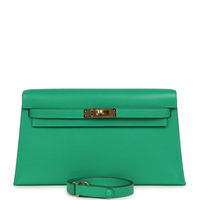 Hermès Kelly Elan Menthe Chevre Chamkila Gold Hardware in Goatskin from Madison Avenue Couture