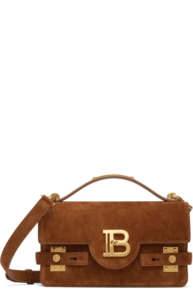BALMAIN Tan Suede B-Buzz 24 Bag, image 1 of 1 from SSENSE