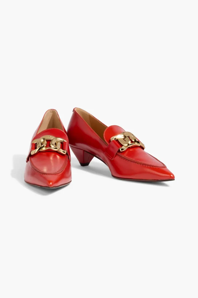 Tod's Chain-Embellished Leather Pumps, photo 2 of 4 from THE OUTNET