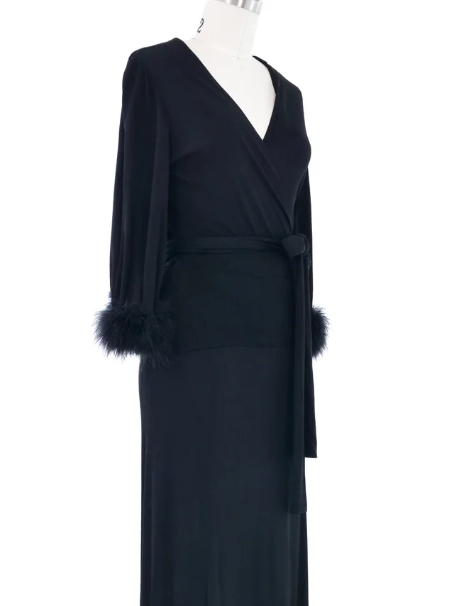 Saint Laurent Marabou Trimmed Jersey Evening Ensemble from Arcade Vintage, photo 2 of 2