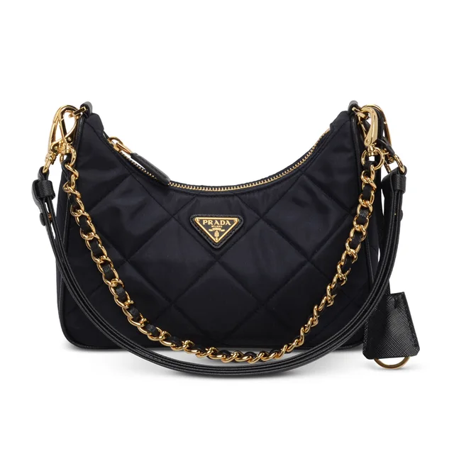 Prada Quilted Nylon Re-Edition Mini Bag in Navy Nylon from Blue Spinach