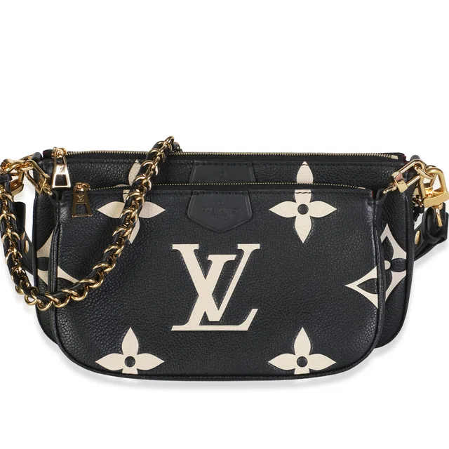 Louis Vuitton Black Beige Giant Monogram Empreinte Multi Pochette Accessoires in Black Coated canvas from myGemma