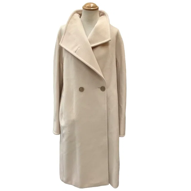 Max Mara Long Coat Ivory 40 in White from The Reluxe