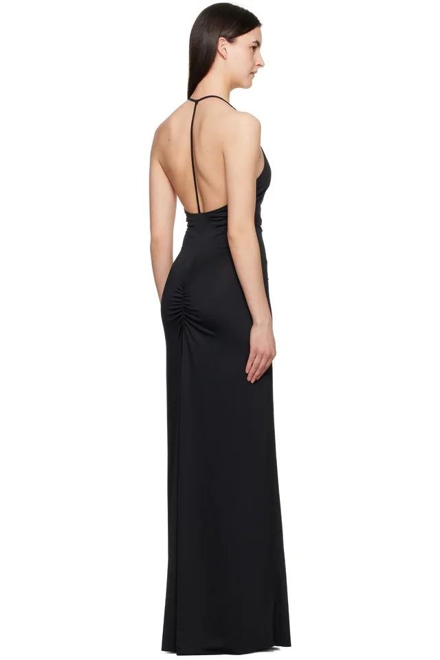 Victoria Beckham Black V-Neck Ruched Cami Maxi Dress, photo 3 of 4 from SSENSE