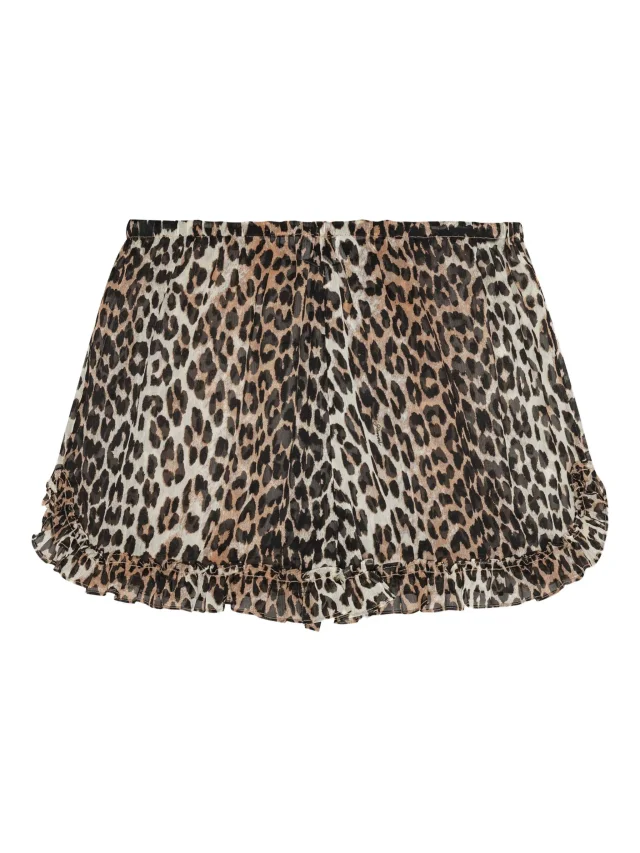 GANNI leopard-print ruffled shorts, photo 2 of 2 from FARFETCH