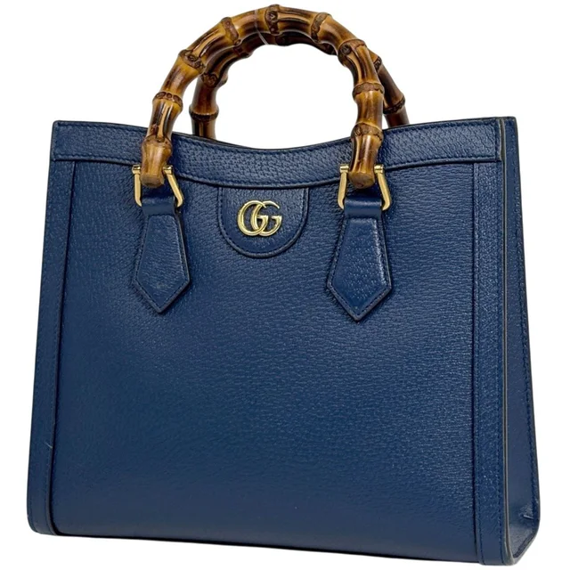 Gucci Handbag Diana 2-Way Bamboo Leather Blue in Blue Leather from The Reluxe
