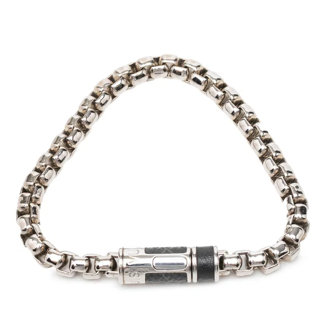 Silver Louis Vuitton Brass Monogram Eclipse Chain Bracelet in Silver from Designer Revival