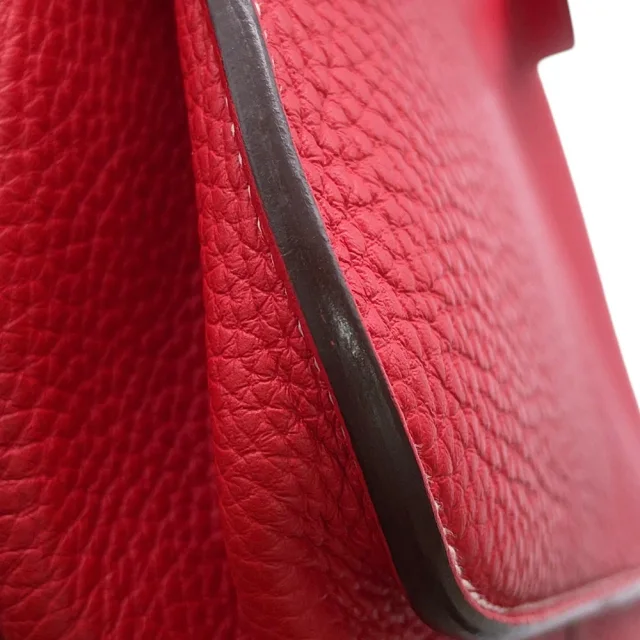 Hermès Halzan Rouge Casaque Taurillon Clemence Size 31 in Red Clemence leather from GALLERY RARE, photo 7 of 16