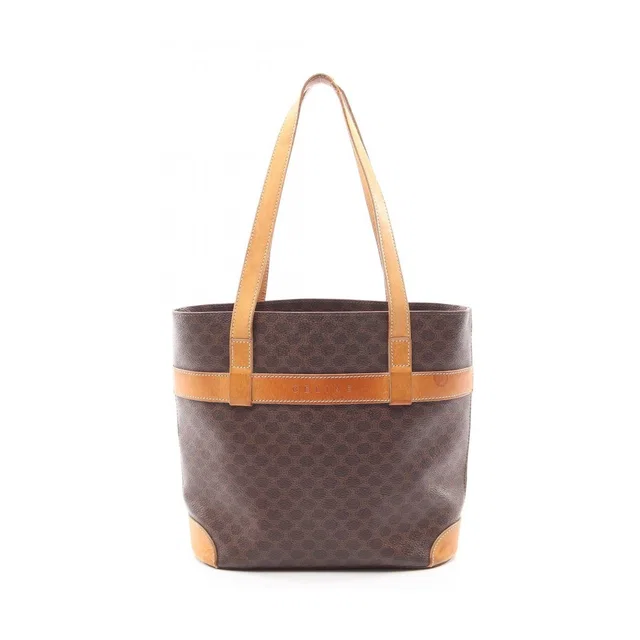 Celine Tote Bag Macadam Brown Canvas Leather in Brown Canvas from The Reluxe