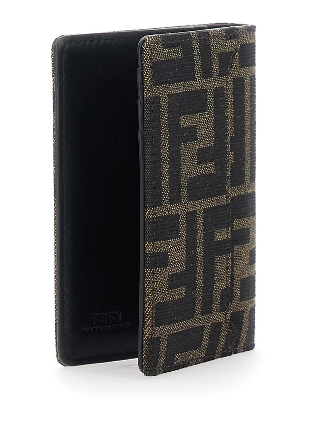 Fendi Brown Card Holder with Logo on Front and FF All Over FF Motif in Fabric Man in Brown 100% Fabric, photo 6 of 10 from Gaudenzi Boutique