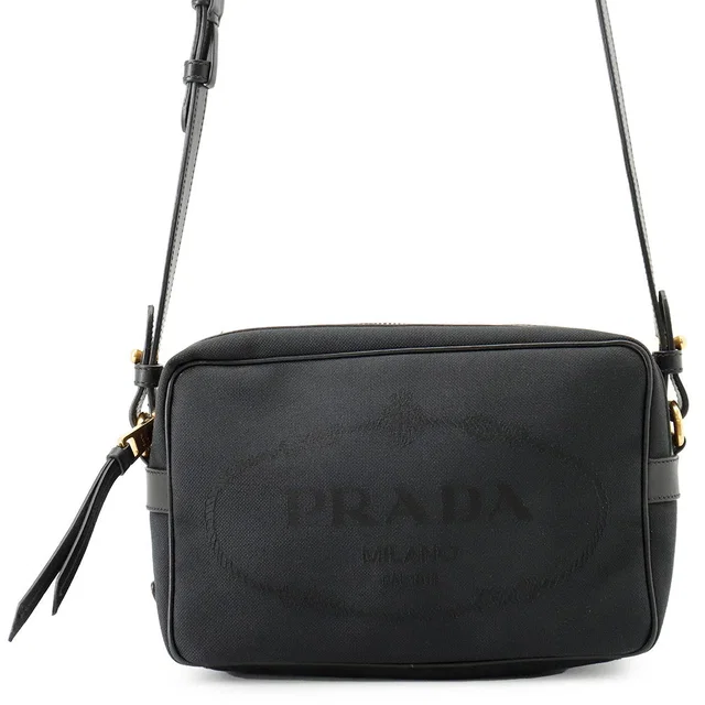 Prada Cross Body Bag Black1BH089 Canvas Leather in Canvas from GALLERY RARE