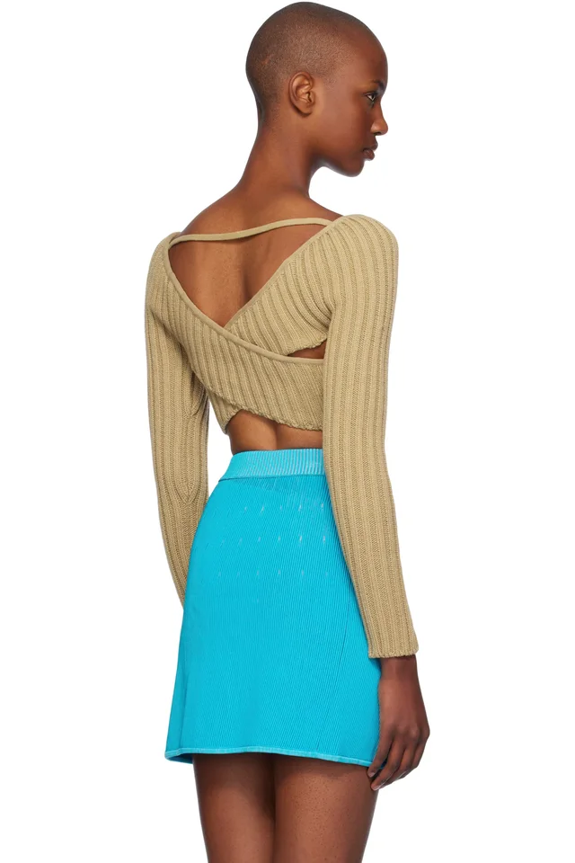 Isa Boulder Beige Crossed Sleeves Sweater, photo 3 of 4 from SSENSE