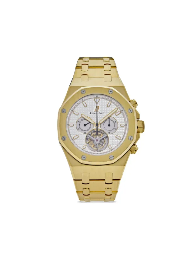 Audemars Piguet 2004 pre-owned Royal Oak Chronograph 44mm - unisex - 18kt Yellow Gold - One Size - White in white from Farfetch