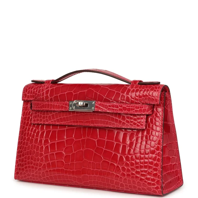 Hermès Kelly Pochette Rose Extreme Shiny Alligator Palladium Hardware in Pink Crocodile from Madison Avenue Couture, photo 2 of 2