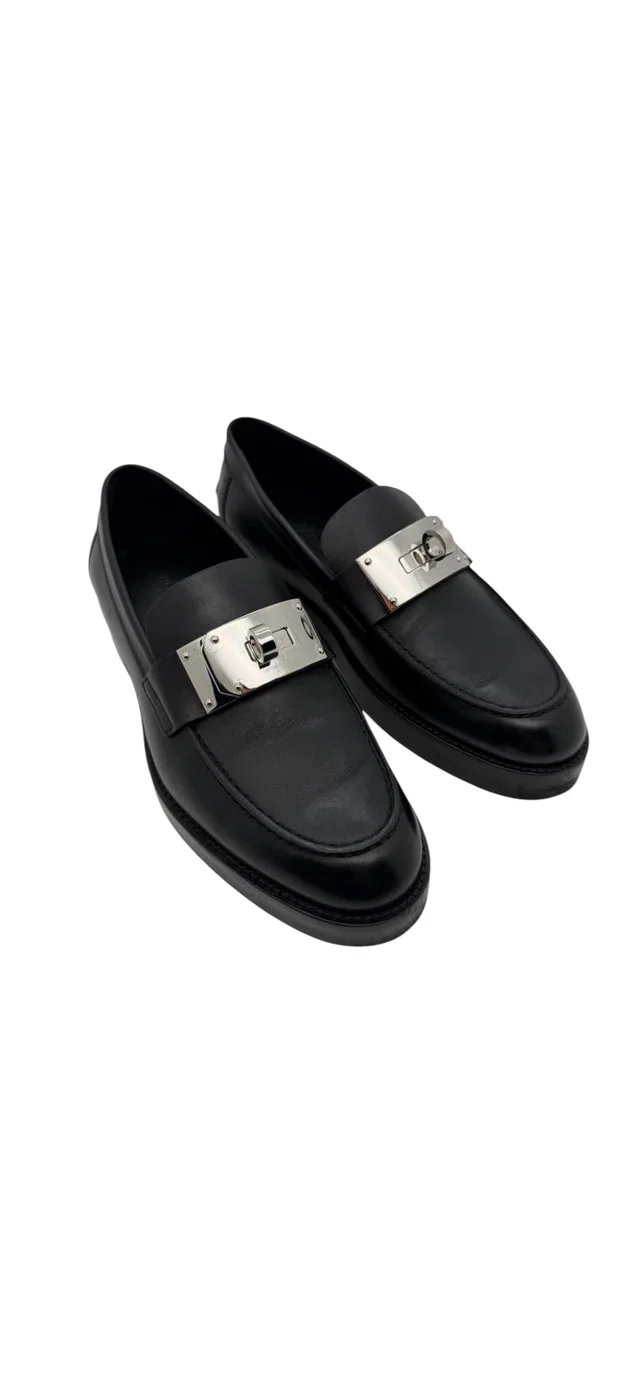 Hermès Loafer Turnlock Black PHW Sz38 in Black from Luxury Promise
