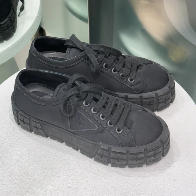 Prada Re-Nylon Black Platform Sneakers Sz 38 in Black Nylon from Revivre Luxury Consignment
