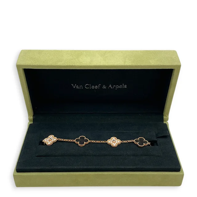 Van Cleef & Arpels (PSPM) Vintage Alhambra, 5 Motifs Bracelet in Grey in Grey from LuxLexicon, photo 3 of 3