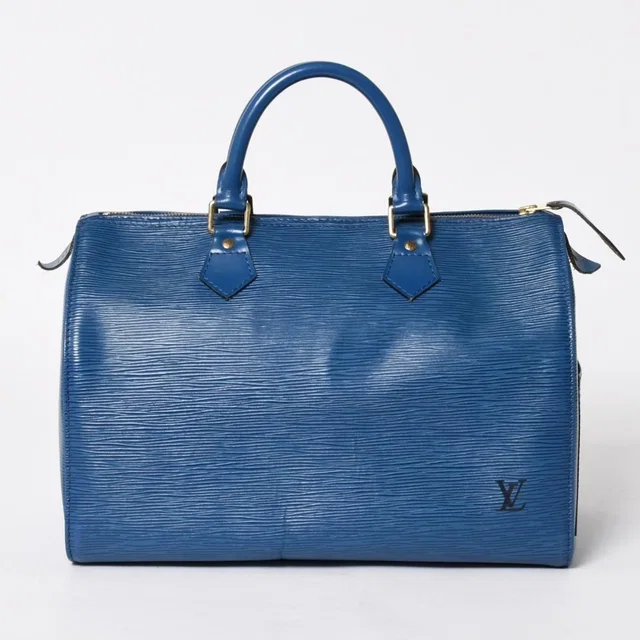 Louis Vuitton Speedy 30 Epi Boston Bag Leather Toledo Blue Gold in Blue Leather from The Reluxe