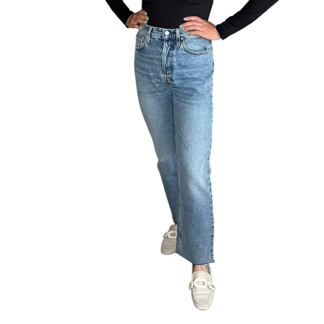 TOTEME Classic Cut Denim Light Wash Ankle Frayed Denim Jeans Women's Size 27 in blue Denim from Poshmark