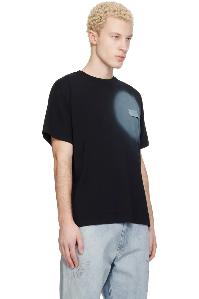 MM6 Maison Margiela Black Spray Print T-shirt, photo 2 of 4 from SSENSE