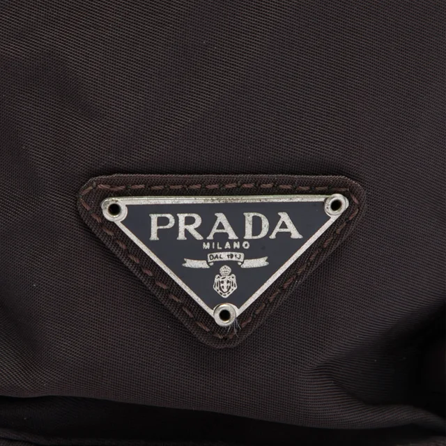 Brown Prada Tessuto Metal Handle Bag in Brown Nylon from Designer Revival, photo 2 of 2